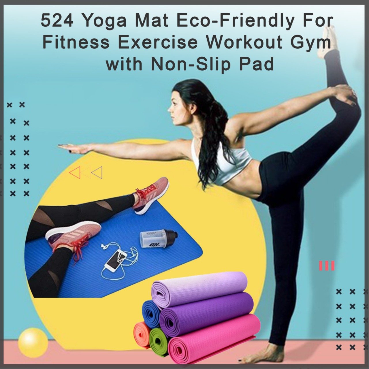 0524_Yoga Mat Eco-Friendly For Fitness Exercise Workout Gym with Non-Slip Pad (180x60xcm) Mix Color - SkyShopy 0524_Yoga Mat Eco-Friendly For Fitness Exercise Workout Gym with Non-Slip Pad (180x60xcm) Mix Color - SkyShopy